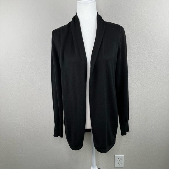 Ella Moss Karla Open Front Cozy Black Long Knit Cardigan Sweater Oversized Small - Picture 2 of 14